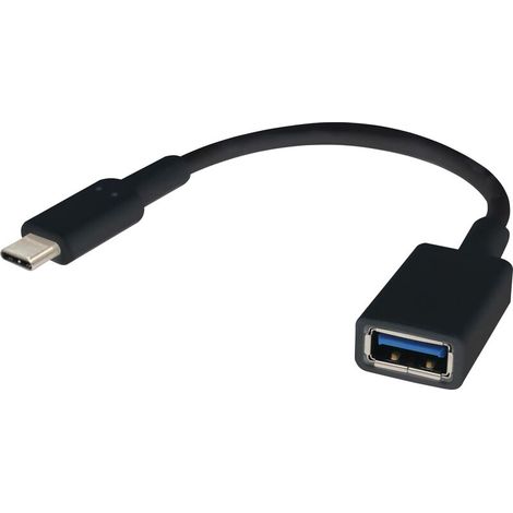 Câble USB USB 3.2 Gen1 (USB 3.0) USB-C® mâle, USB-A femelle 0.15 m noir avec fonction OTG, contacts dorés RF-4455819 W635421 (1/3)