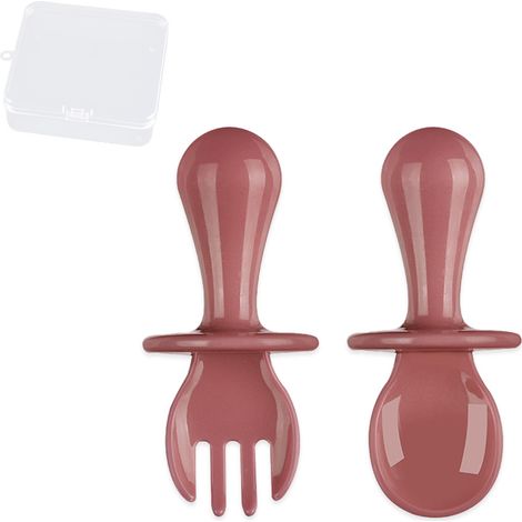 Cuillère Et Fourchette Bébé - En PP Sans BPA - Design Anti-Étouffement Avec Bouclier Arrondi - Pour Sevrage Et Apprentissage Autonome - Lot De 2 Pièces Avec Boîte De Rangement (1/5)