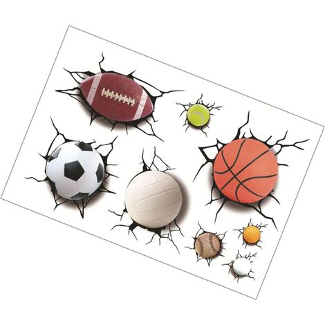 Stickers décoratifs 3D de football et de basketball pour les (1/5)