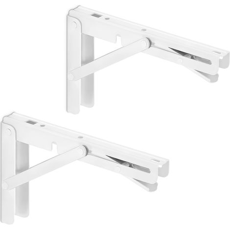 1 Paar Schwerlast-Klappkonsolen 200 x 120 mm weiß Tragkraft bis 150 kg (1/2)