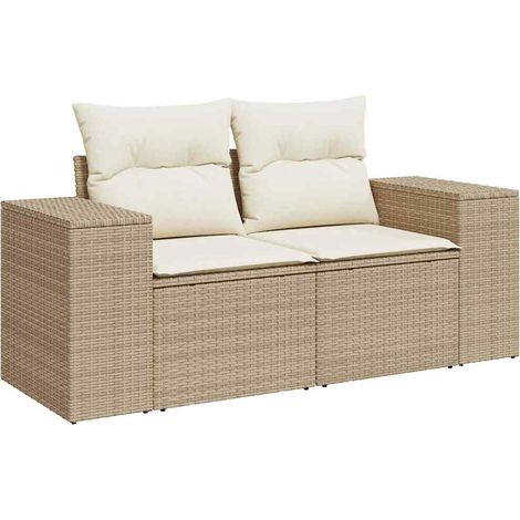 Maison Exclusive - Divano da Giardino con Cuscini a 2 Posti Beige in Polyrattan