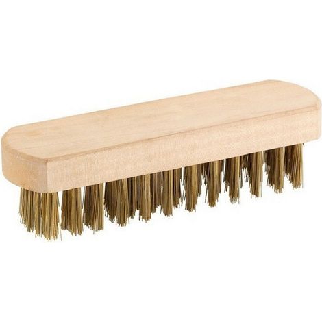 BROSSE EN ACIER LAITONNÉ AVEC MANCHE EN BOIS POUR FONDERIE