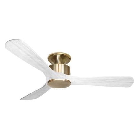 Modulo Low Profile Regular  - un ventilateur pour plafond bas , DC 132 cm Laiton  pales bois blanc sans Lumière 20 à 40 m²