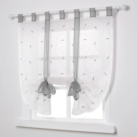 Fenetre Broderie Stores Romain Voilages Décoration Para Chambre Balcon Cuisine, Gris, 80cmx140cm (1/3)
