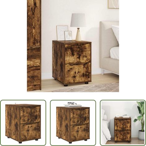 Armoire chêne - Armoire de rangement Chêne fumé 40 x 48 x 57 cm (1/5)