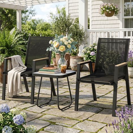 3-teiliges Bistro-Set für den Außenbereich, Couchtisch mit verstellbaren Füßen