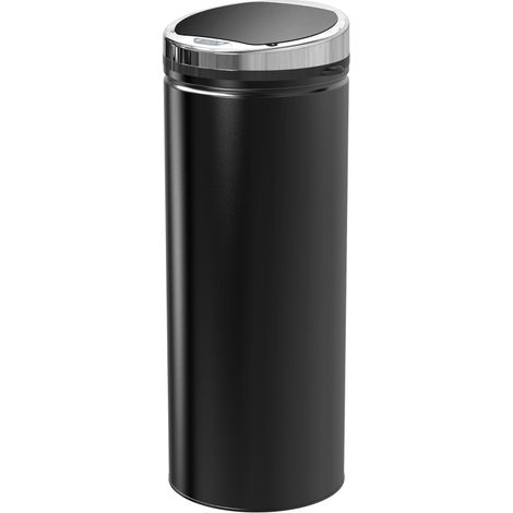 Papelera con sensor de movimiento de acero inoxidable negra 50 L (1/4)