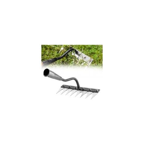 Râteau de désherbage en acier au manganèse forgé – 8 dents pour déchaumage – Tête détachable – Conception ergonomique pour confort - 8-Dents (1/4)