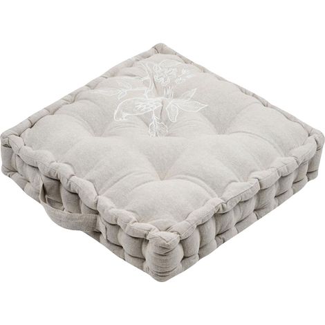 Coussin de sol beige motif oiseau