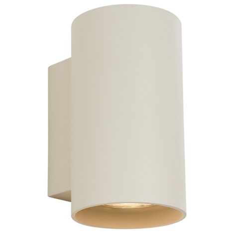 Qazqa – Applique murale moderne beige GU10 ronde 50 mm 2 lumières – Éclairage intérieur pour salon, chambre, cuisine, salle à manger – IP20