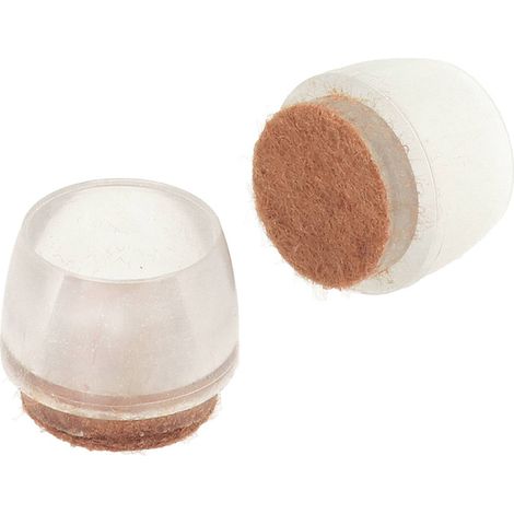 Puntali tondi PVC trasparente con feltro Ø 22 mm. - 4 pz.