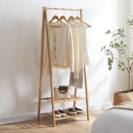 Pechero burro Öckerö con 2 estantes bambú 150 x 60 x 40 cm - Color natural [en.casa]