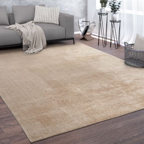 Paco Home Tappeto Salotto Pelo Corto Lavabile Monocolore Moderno Morbido Beige 300x400 cm