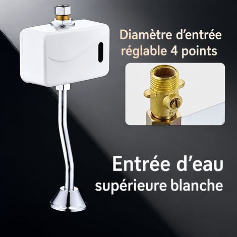Chasse urinoir automatique blanc, capteur d'urinoir montage apparent, arrivée d'eau par le haut avec réglage, 1 × 1 × 1 cm, 500 g – Livraison gratuite