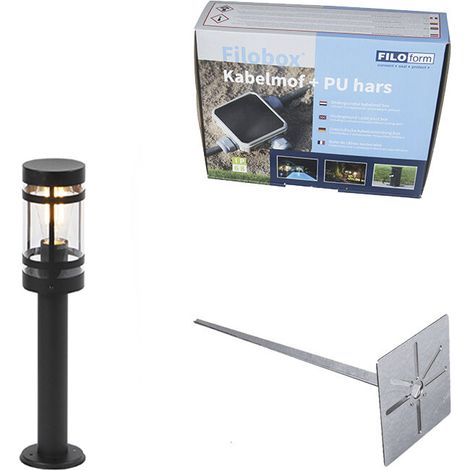 QAZQA Industrial Lámpara exterior moderna negra 50 cm IP44 - GLEAM Acero inoxidable /Acero /Plástico Alargada Adecuado para LED Max. 1 x 60 Watt