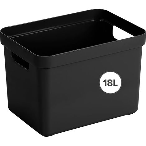 Boite de Rangement 18L - 35x24,6x24,3cm - Plastique - Panier rangement noir (1/5)