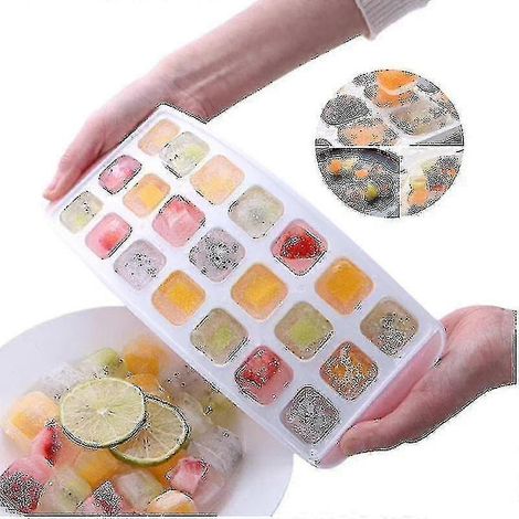 Moule à glaçons carrés en silicone, 21 cavités, avec couvercle amovible (1/4)