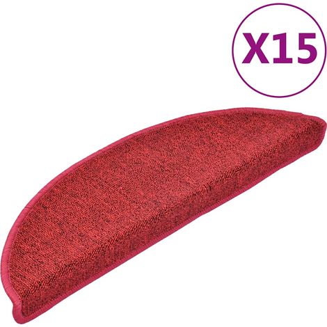 Maison Exclusive - Tapis d'escalier 15 pièces 56 x 17 x 3 cm Rouge Demi-rond (1/5)