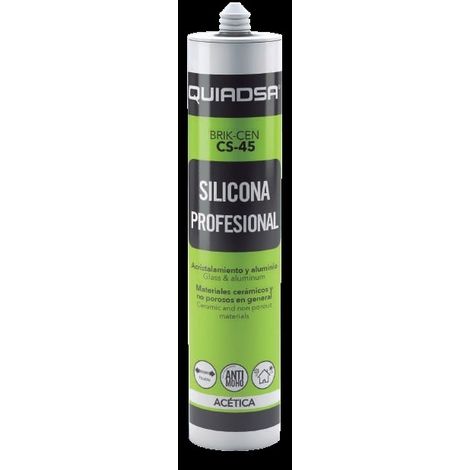 Sellador  Silicona acética profesional Translúcido BRIK-CEN CS-45 QUIADSA 52500007 (1/4)