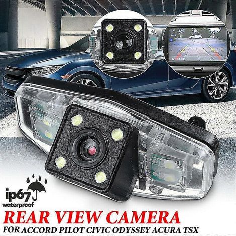 Cámara de visión trasera para estacionamiento con 4 luces LED para Honda Accord Civic EK FD Pilot Fit Jazz 1998-2013 (1/5)