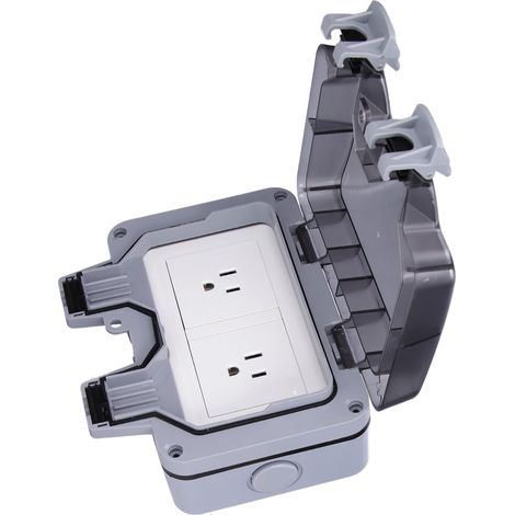 IP66 wasserdichte Wandsteckdose, 2-fach Außendose, amerikanischer Standard 250V 15A, wetterfest für Garten und Terrasse. (1/5)