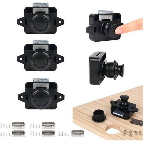 Push Button Lock Latch, 5PSC Keyless Door Locks for RV Yacht Boat Cabinet Door Handle Latch Pop Up Door Lock Nickel (1/5)