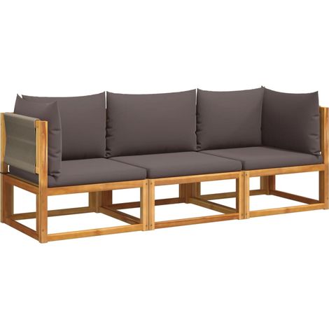 Maison Exclusive - Set di divani da giardino 3 pezzi con cuscini in legno di acacia e corda