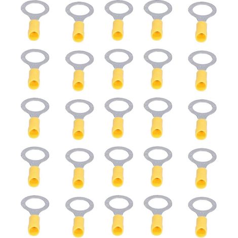 Lot de 25 cosse à sertir jaune RV5-12, connecteur électrique pour câble, kit accessoire fil, embouts de jonction à visser (1/5)