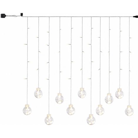 Guirlande Lumineuse LED Rideau à Globes Blancs, USB ou Piles, Télécommande et 8 Modes, Décoration Intérieure (1/5)