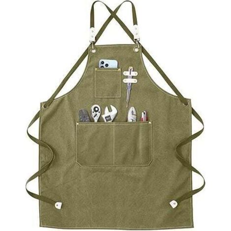 Tablier de soudage - Tablier de travail avec poches, sangle croisée réglable dans le dos pour hommes et femmes, parfait pour le jardin et la cuisine (1/4)