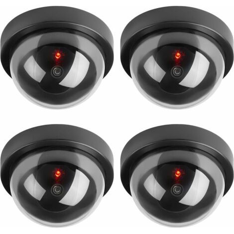 HOXILEELEO - Fausses caméras de sécurité, fausses caméras de surveillance dôme avec lumière LED clignotante pour entreprises, magasins, maisons, utilisation intérieure et extérieure (lot de 4) (1/5)