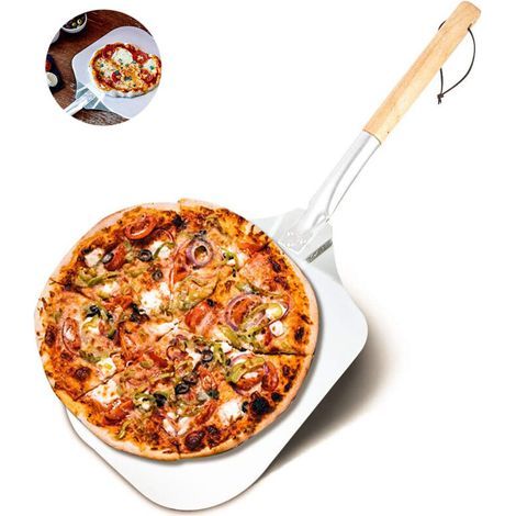 Pelle à pizza en aluminium avec manche en bois, spatule professionnelle pour four, manche en bois pratique, facile à ranger, prise en main confortable, convient pour le gril et le four (30 x 66 cm) (1/5)
