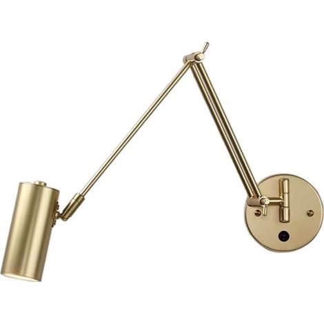 Applique Murale à Bras oscillant Lampe bascule E27 Éclairage rétro Doré Or (1/5)