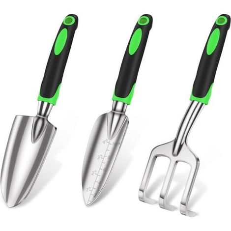 Gartengeräte-Set, 3-teilig, robuste und leichte Werkzeuge aus Aluminiumlegierung mit rutschfestem, ergonomischem Griff