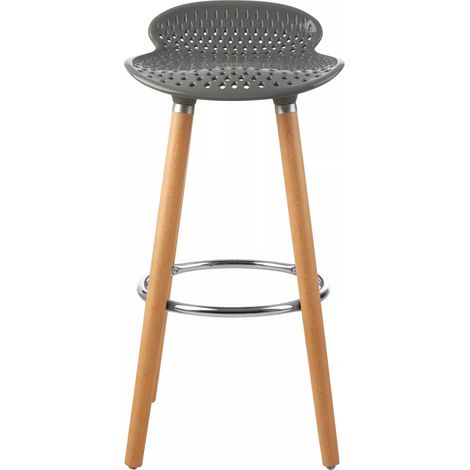 Interiors by Premier Grey Pp Seat Bar Stool, Easy to Clean Kitchen Bar Stool, Footrest Bar Stool, Space-Saver Breakfast Stool (1/5)