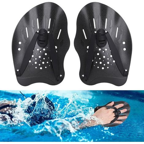1 paio di guanti palmati da nuoto per allenamento di forza (neri) (1/5)