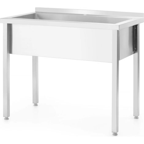 Table avec bac de lavage simple, sans dosseret -vissée, profondeur 600 mm - Ref 811009 - 60x80xH88 cm - Hendi (1/5)