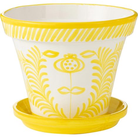 Pot Avec Soucoupe en Céramique "Granada" 50cm Jaune
