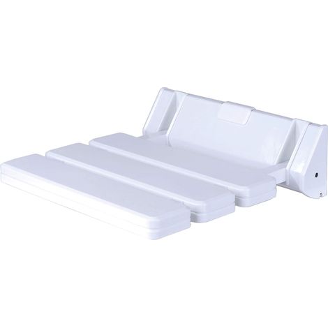 Klappbarer Duschsitz – 1 Stück – Kunststoff und Aluminium – Belastbarkeit: 130 kg – Badezimmer – Weiß – 315 x 225 mm (1/3)