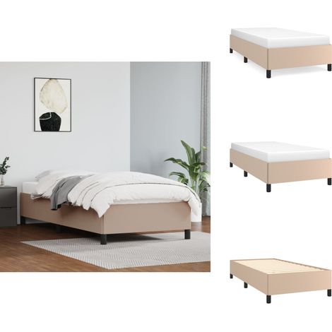 Bettgestell Cappuccino-Braun 100x200 cm Kunstleder - Bettrahmen - Schlafzimmermöbel - Doppelbett - Kunstlederbett - Boxspringbettrahmen (1/5)