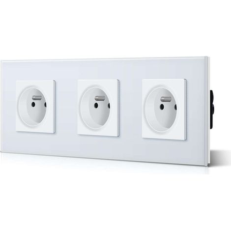 Enchufe francés de pared de 16 A, panel táctil de cristal, 86 x 86 mm (1/2)