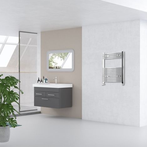 AICA 800x400mm Chrome Curved Center Heated Towel Track Heated Towel Radiator (1/5)