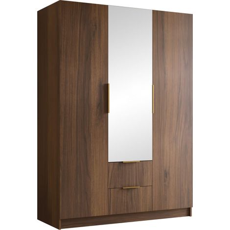 Armario Closico Calvron II, Nogal, 216x150x60cm, Puertas de armario: Con bisagras, Número de estantes: 0