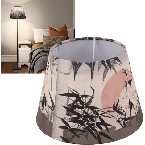 Abat-jour en tissu de bambou à motif de grue à couronne rouge, compatible avec les douilles E27/E14. (1/5)