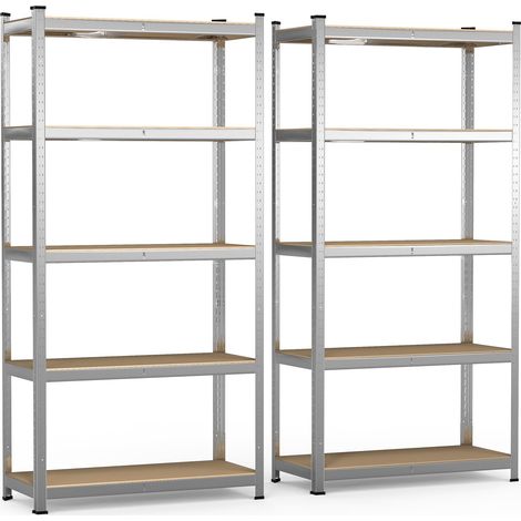 Lot de 2 Étagère de Rangement Renforcées en Acier Galvanisé à 5 Niveaux 180x90x40cm Etagère Charge Lourde et Robuste Tablette Ajustable Charge Max 1250kg Idéal pour Garage (1/5)