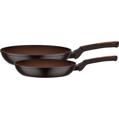 Set aus 2 Pfannen - Induktion - GSW - TERRA - Ø 24 und 28 cm - 3 mm geschmiedetes Aluminium - Rot