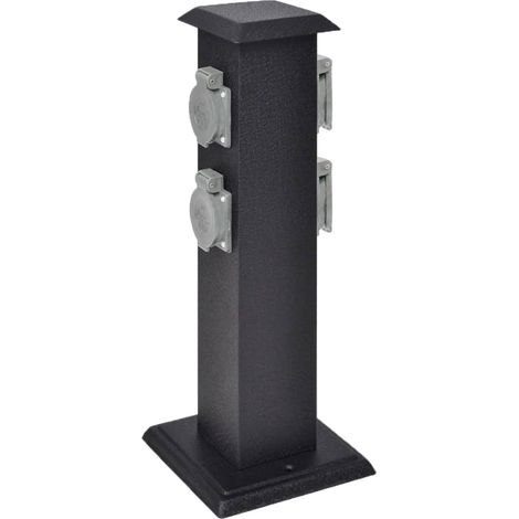 Columna negra con enchufes para el jardín vidaXL