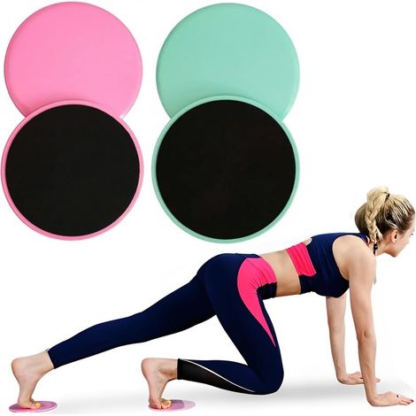 Disque De Glisse - 4 Pièces - ABS Et EVA - Double Face Pour Fitness - Maison Et Salle - Rose Et Vert
