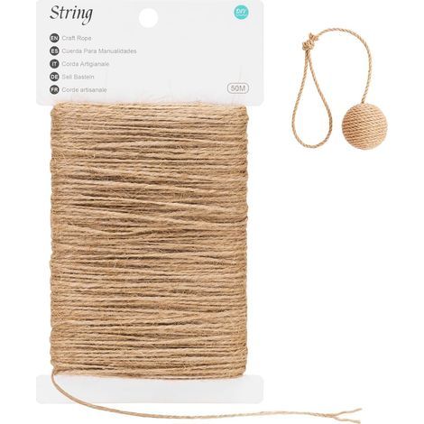 1 - Ficelle Jute - Corde Jardinage - Fil Naturel 1,5mm - Pour Attacher Plantes Décoration Mariage DIY Emballage Cadeau - Naturel - 50Mx0,15cm (1/5)