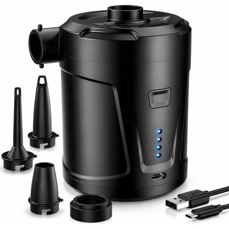 Pompe à air électrique, Batterie Rechargeable 5200 mAh, Gonfleur Matelas Gonflable avec 3 Buses d'air, Gonfleur Rapide pour Bateau Pneumatique/Matelas Pneumatique (1/5)